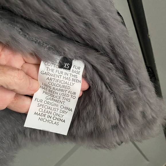 NICHOLAS rabbit fur coat in gray - Picture 2 of 2